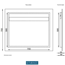 Miroir rectangulaire sans cadre DORIA largeur 80 cm