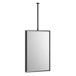 Miroir rectangulaire suspendu cadre aluminium noir, rotation 360, réglable en hauteur, pour salle de bain - 50x80cm - 2145