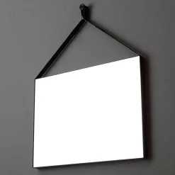 Miroir Rectangulaire 70X50 Cm Avec Cadre En Cuir Noir Design Moderne