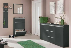 Miroir Rino, Miroir de salle de bain, 100% Made in Italy, 60x2h60 cm, Anthracite Brillant