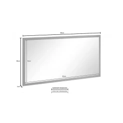 Miroir Romeo, Miroir de salle de bain, 100% Made in Italy, 120x2h60 cm, Blanc brillant