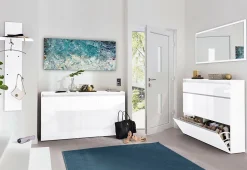 Miroir Romeo, Miroir de salle de bain, 100% Made in Italy, 120x2h60 cm, Blanc brillant