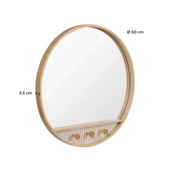 Miroir rond chêne NESTO 60x60cm