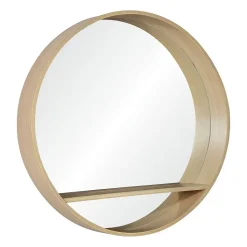 Miroir rond en chêne avec étagère 60 cm OBLO