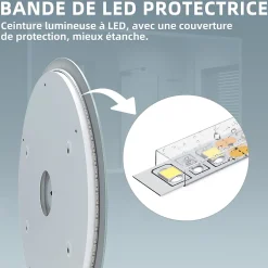Miroir Rond Lumineux Salle de Bain LED Eclairage Intégré avec Fonction Anti-buée 60cm SIRHONA Mirroir Rond LED Rétro-éclairé