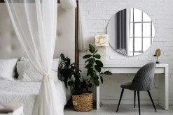 Miroir rond sans cadre Tulup 60 cm suspendu pour salon 1 pièce