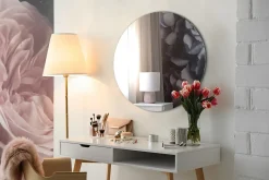 Miroir rond sans cadre Tulup 60 cm suspendu pour salon 1 pièce
