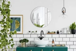 Miroir rond sans cadre Tulup 60 cm suspendu pour salon 1 pièce