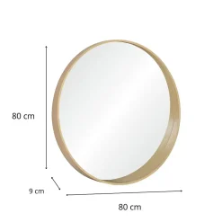 Miroir rond VALI en chêne naturel, 80 cm