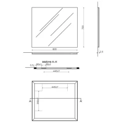 Miroir Réversible À Ras De 80 Cm De Largeur Et 70 Cm De Hauteur Pour Salle De Bain.