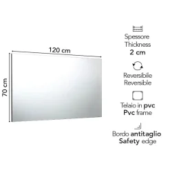 Miroir Réversible 120X70 Avec Bordure En Fil Brillant