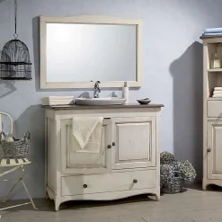 Miroir salle de bain - 140 cm en Acacia blanc vieilli - Garriguo