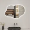Miroir salle de bain asymétrique 80 x 55 cm LED Éclairage réglable en 3 couleurs + anti-buée + fonction mémoire AICA SANITAIRE