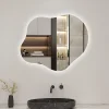 Miroir salle de bain asymétrique 60 x 50 cm LED Éclairage réglable en 3 couleurs + anti-buée + mémoire AICA SANITAIRE