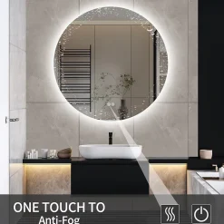 Miroir Salle de Bain avec Éclairage - Rond 80 cm - Miroir LED Salle de Bain - avec Anti-buée et 3 Couleur Changeable
