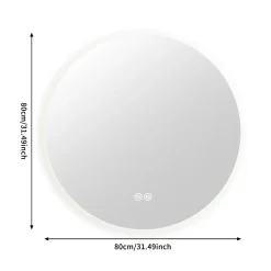 Miroir Salle de Bain avec Éclairage - Rond 80 cm - Miroir LED Salle de Bain - avec Anti-buée et 3 Couleur Changeable