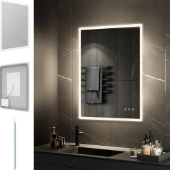 Miroir salle de bain BOLEO 80 x 120 cm LED lumineux 2100 lms anti-buée + réglage intensité & couleur - Saniverre