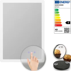 Miroir salle de bain BOLEO 80 x 120 cm LED lumineux 2100 lms anti-buée + réglage intensité & couleur - Saniverre