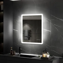 Miroir salle de bain BOLEO 60 x 80 cm LED lumineux 2100 lms anti-buée + réglage intensité & couleur - Saniverre