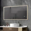 Miroir salle de bain LED 110x60cm anti buée avec cadre doré LB-126080G