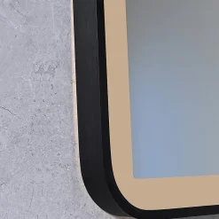 Miroir salle de bain LED 110x60cm anti buée avec cadre en aluminium noir et loupe x3 LB-4685B