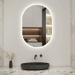 Miroir salle de bain LED 60x100cm tricolore + anti-buée + dimmable + mémoire, AICA SANITAIRE