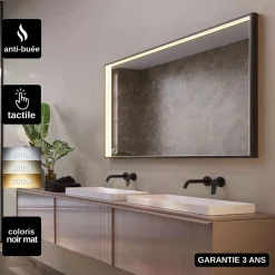 Miroir Salle de Bain LED Réglable 80x120cm - Noir Mat - Anti-Buée & Détecteur de Mouvement - ABILITY LEDIMEX