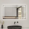 Miroir salle de bain led anti-buée, avec éclairage LED 100 x 60cm réversible, IP44 commande par effleurement, AICA SANITAIRE