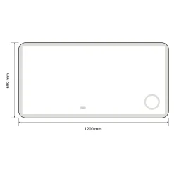 Miroir salle de bain LED 120x60cm anti buée avec cadre en aluminium doré et loupe x3 LB-4685G