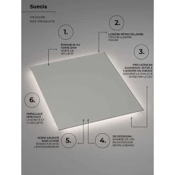 Miroir Salle de Bain LED Rétro-Éclairé (6500K) - 120x80cm - Verre Sécurité 5mm - SUECIA LEDIMEX