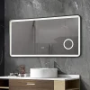 Miroir salle de bain LED 120x60cm anti buée avec cadre en aluminium noir et loupe x3 LB-4685B
