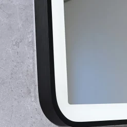 Miroir salle de bain LED 120x60cm anti buée avec cadre en aluminium noir et loupe x3 LB-4685B