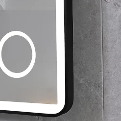 Miroir salle de bain LED 120x60cm anti buée avec cadre en aluminium noir et loupe x3 LB-4685B