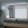 Miroir Salle de Bain LED Réglable 120x80cm - Or Brossé - Commandes Tactiles & Anti-Buée - CALIFORNIA LEDIMEX
