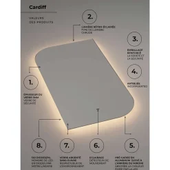 Miroir Salle de Bain LED Rétro-éclairé (3000K) - 60x110cm - Anti-Buée & Détecteur de Mouvement - CARDIF LEDIMEX