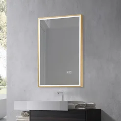 Miroir salle de bain LED 60x80cm anti buée avec cadre doré LB-126080G