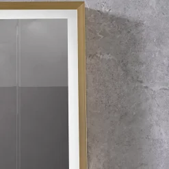 Miroir salle de bain LED 60x80cm anti buée avec cadre doré LB-126080G