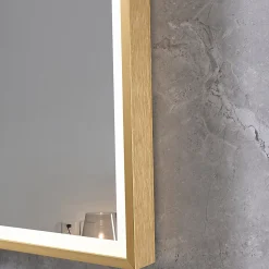 Miroir salle de bain LED 60x80cm anti buée avec cadre doré LB-126080G