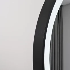 Miroir salle de bain LED ovale 50x80cm anti buée avec cadre en aluminium noir- LuxuryBain