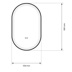 Miroir salle de bain LED ovale 50x80cm anti buée avec cadre en aluminium noir- LuxuryBain
