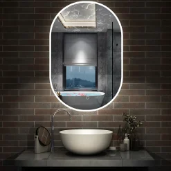 Miroir salle de bain LED 45x90cm tricolore + anti-buée + dimmable + mémoire, AICA SANITAIRE