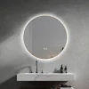 Miroir salle de bain LED rond 80cm anti buée avec cadre doré LB-4647GA
