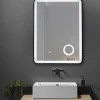 Miroir salle de bain LED 60x80cm anti buée avec cadre en aluminium noir et loupe grossissante x3 LuxuryBain