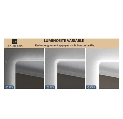 Miroir salle de bain LED 60x80cm anti buée avec cadre en aluminium noir et loupe grossissante x3 LuxuryBain
