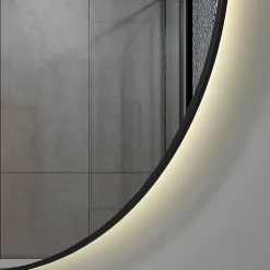 Miroir salle de bain LED rond 80cm anti buée avec cadre noir LB-4647BA