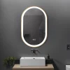 Miroir salle de bain LED ovale 60x90cm anti buée avec cadre en aluminium doré- LuxuryBain