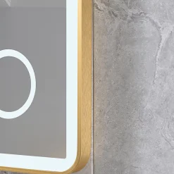 Miroir salle de bain LED 110x60cm anti buée avec cadre en aluminium doré et loupe x3 LB-4685G