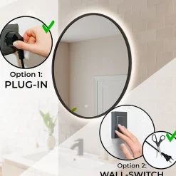 Miroir salle de bain LOMAZOO Torino avec LED 80 cm rond Noir