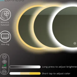 Miroir salle de bain LOMAZOO Boston avec LED 80 cm rond