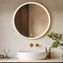 Miroir salle de bain LOMAZOO Paris avec LED 80 cm doré rond